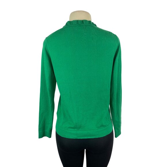 J. Crew Womens Green Ruffled Neck Long Sleeves Sweater Size S - New - Picture 3 of 8